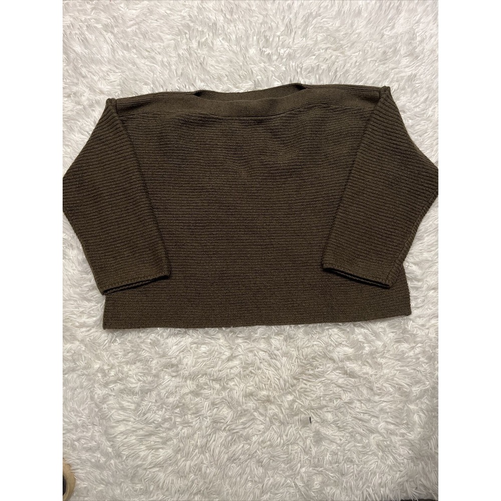 Women's Lou & Grey Olive Crop Knit Sweater Size Small